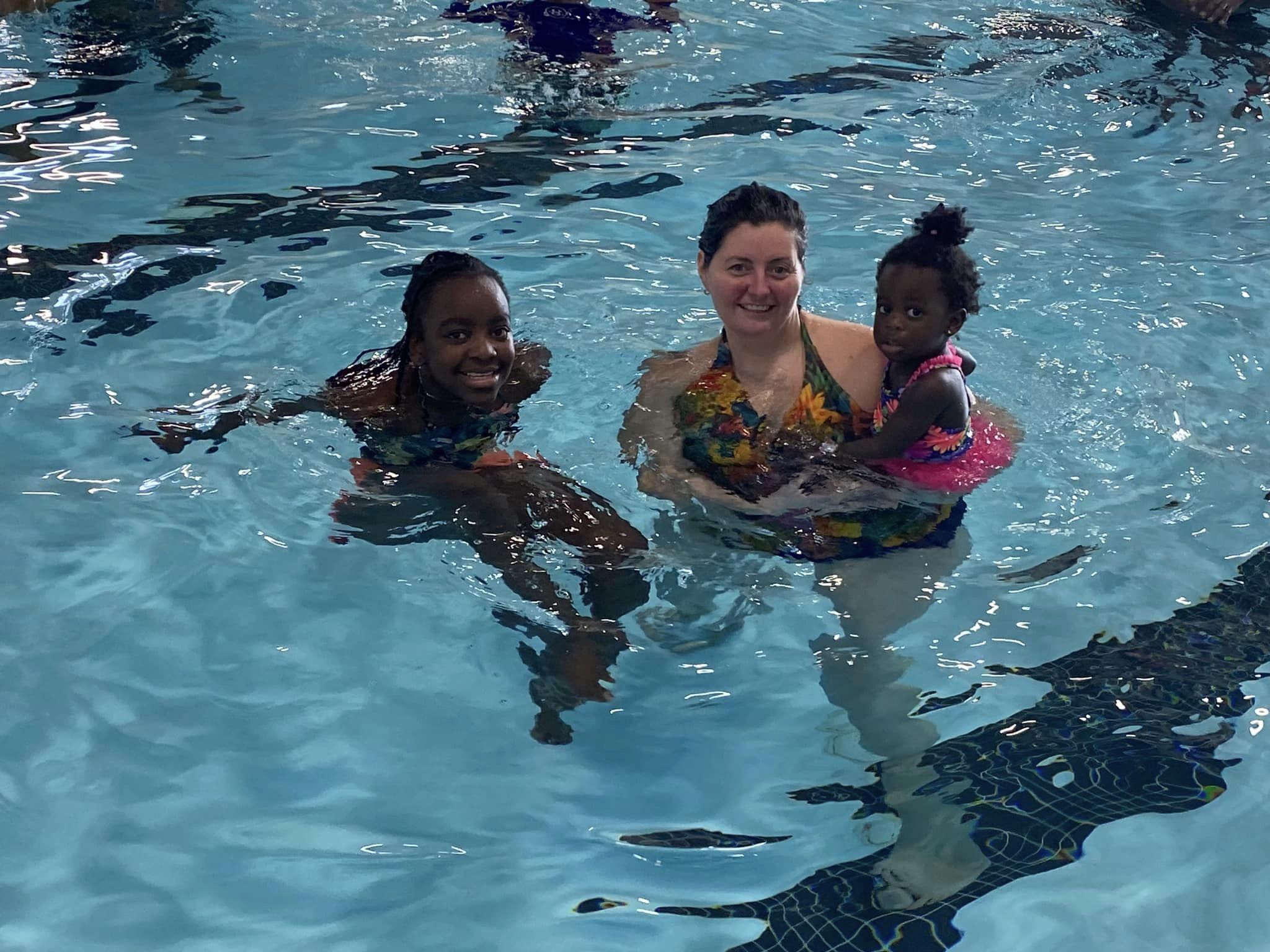 family swimming